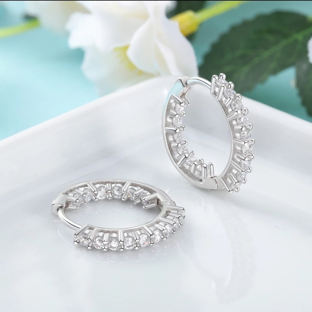 Silver Hoop Earrings - Picture 3 of 3